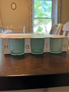 Halo Aqua Textured Glass Tumbler Set - Light Teal
